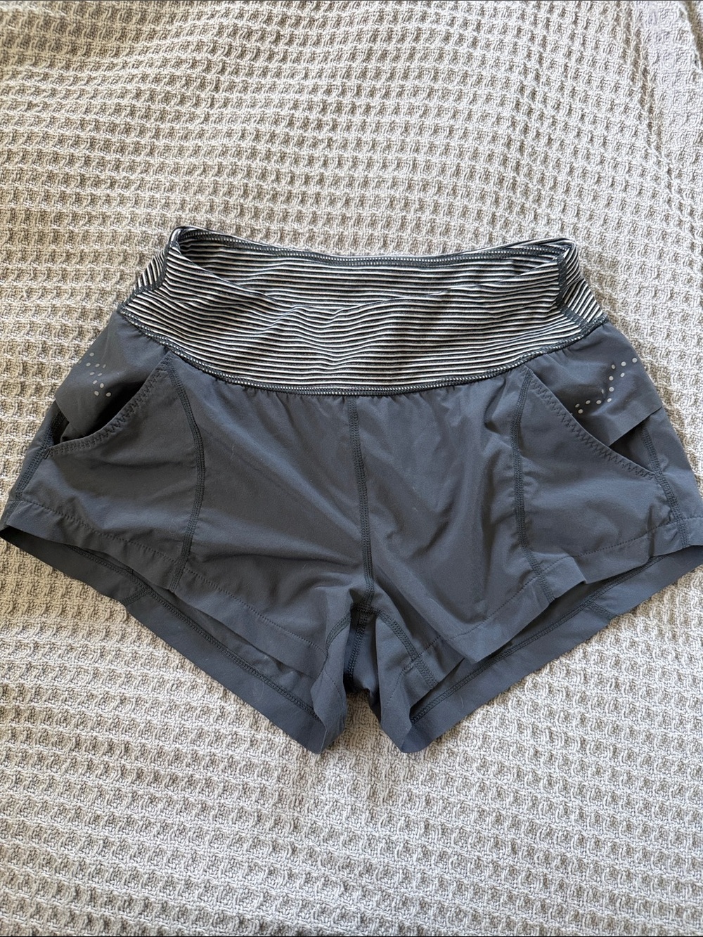 Zella Charcoal Athletic Shorts with Striped Waistband